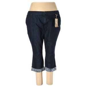 COLDWATER CREEK Floral Cuff Crop Jeans sz 24 NEW